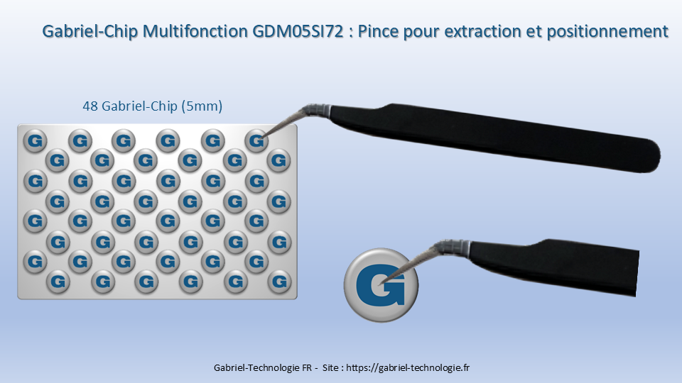 48 Gabriel-Chip multifonctions de 5 mm de diamètre livrés avec une pince à épiler Gabriel-Chip multifonction + pince à épiler